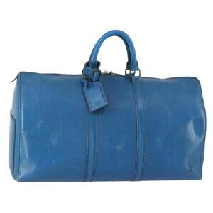 LOUIS VUITTON Epi Keepall 50 Boston Bag Blue M42965 LV Auth 158166